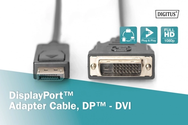 DisplayPort til DVI-D-kabel med låsemekanisme 2m