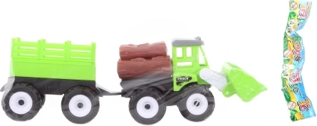 Traktor med læsser og trailer