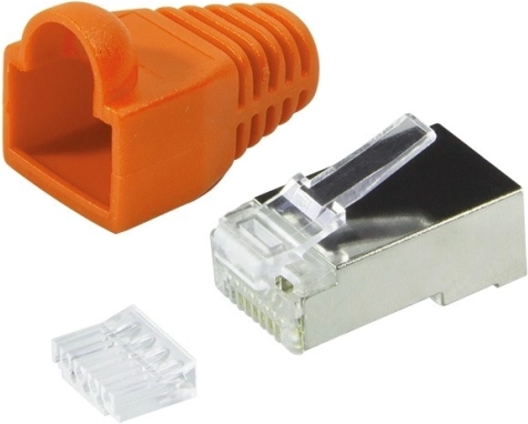 RJ45 CAT6-stik med beskyttelseshætte, 100 stk., orange