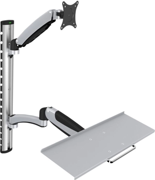 Vægmonteret arm til skærm og tastatur, maks. 27", maks. 8kg, drejelig 360°