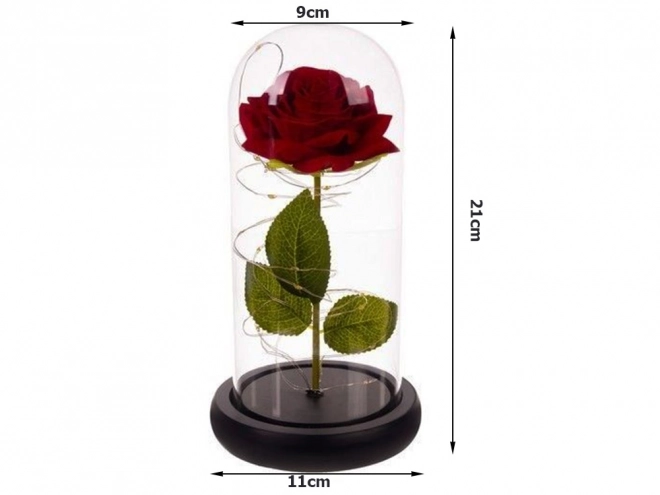 Evig rose i glas med LED-belysning