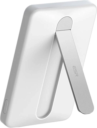 Magnetisk powerbank ESR Qi2 MagSlim 5000 mAh med stander – hvid