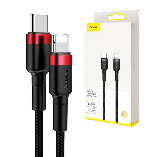 Kabel Baseus Cafule USB-C til Lightning 18W rød-sort