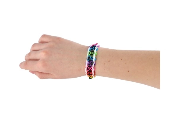 Lav dit eget armbånd 700+ stk elastikker, perler + værktøj + væv til armbånd i kasse 30x24cm