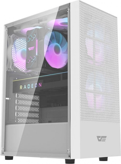 computer kabinet darkflash a290, hvid, med hærdet glas og 3 blæsere