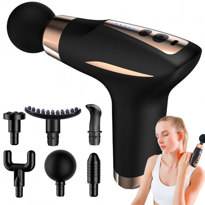 Multifunktionel massagepistol med 6 vedhæftninger