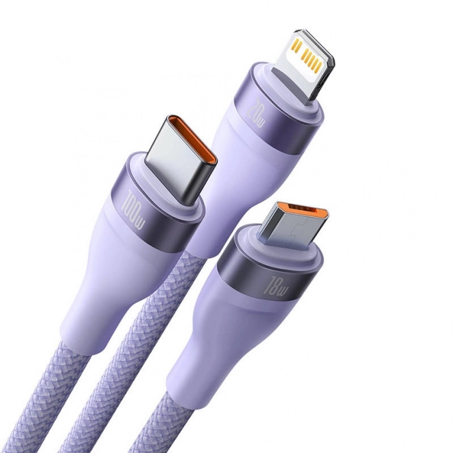 Kabel Baseus Flash Series 2i1 USB-C + micro USB + Lightning 100 W