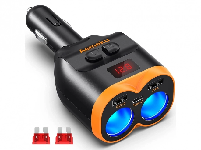 Lighter Splitter med USB-A og USB-C QC 3.0 oplader