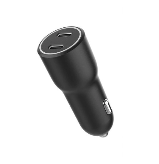 Biloplader med 2x USB-C PD 40W sort