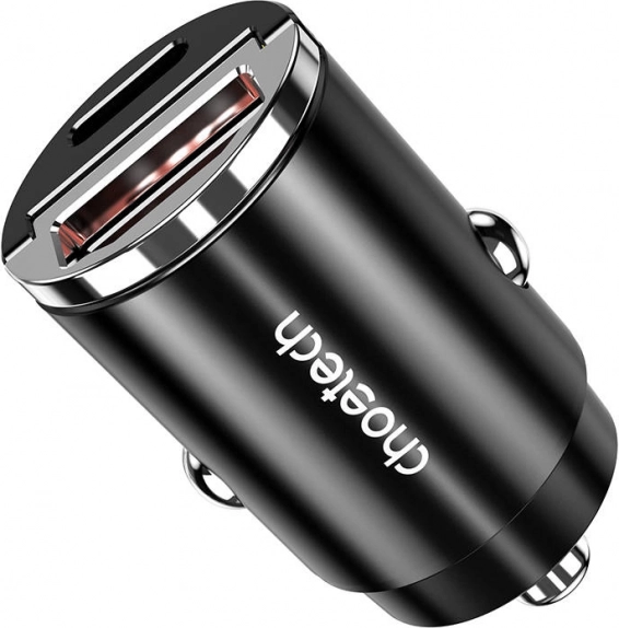 CHOETECH biloplader med USB‑A og USB‑C 30 W PD 3.0 (sort)