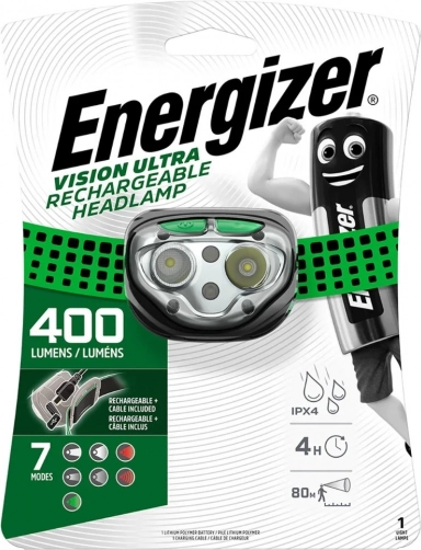 pandelygte energizer vision ultra genopladelig 400 lm