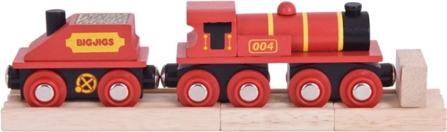 Bigjigs Rail rød lokomotiv med vogn
