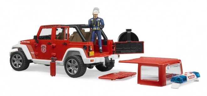 Bruder Rød brand JEEP WRANGLER med figur og tilbehør