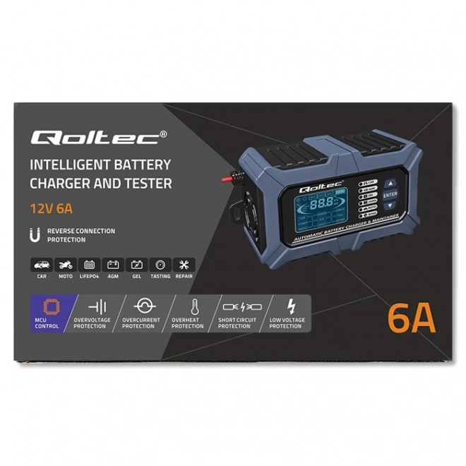 Intelligent mikroprocessor oplader med batteritester og reparationsfunktion 12V | 6A | LCD | AGM LiFePO4 GEL batterioplader