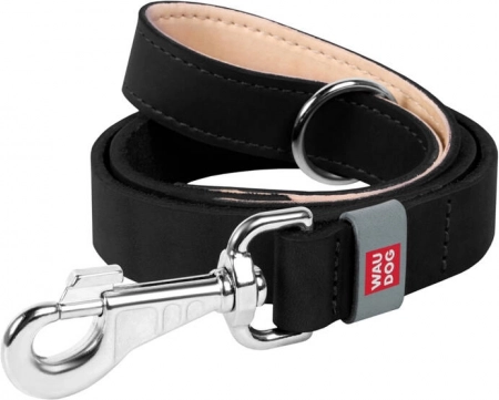 Læderhundesnor WAUDOG 20 mm, 122 cm, sort
