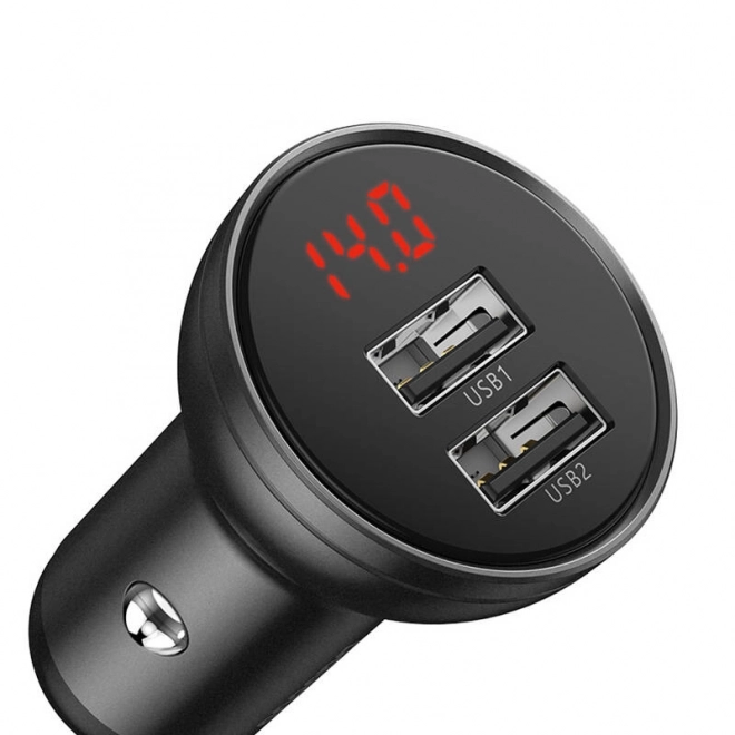 Baseus biloplader med skærm 2x USB