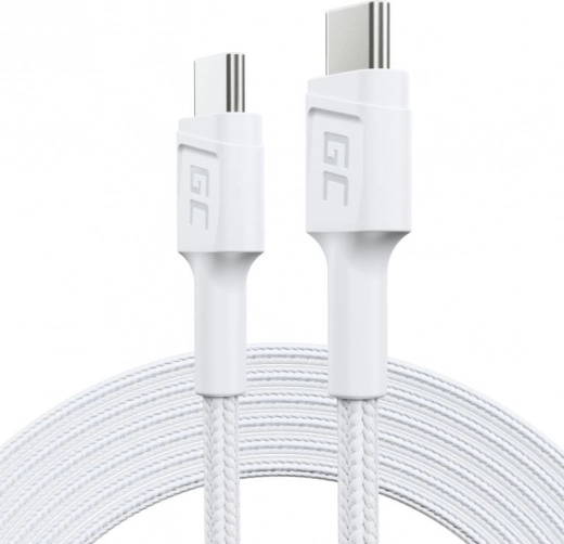 opladningskabel USB‑C til USB‑C 2 m, 60 W Power Delivery, QC 3.0, hvid