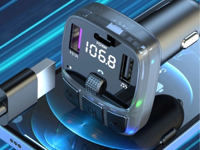 Multifunktionel bil FM-transmitter med hurtig opladning