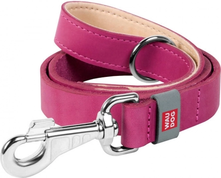 Læderhundesnor WAUDOG, 25 mm, 122 cm, pink