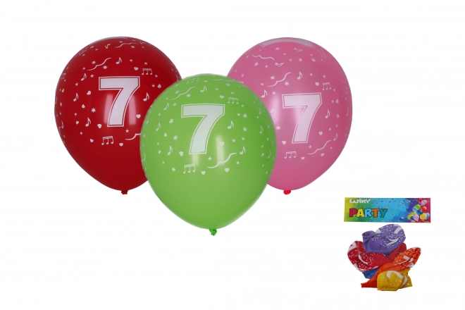 Oppustelig ballon med tallet 7 30cm - 5 stykker