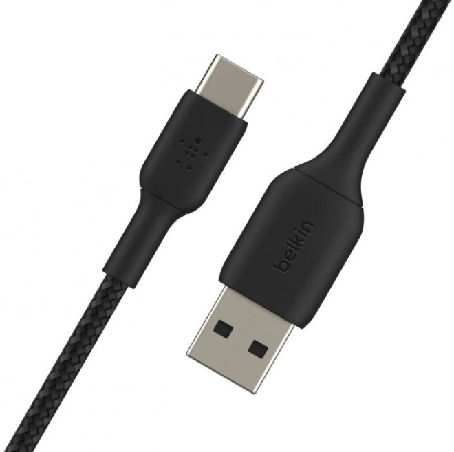 Flettet kabel USB-C til USB-A 2m sort