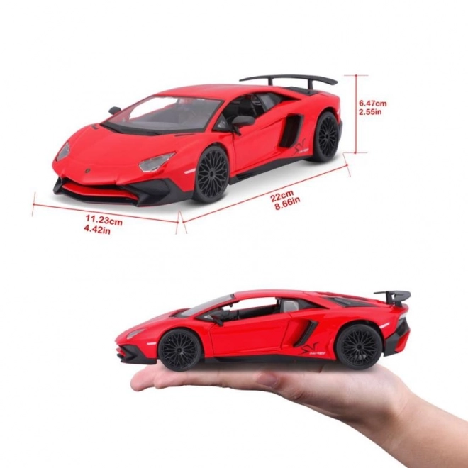Metalmodel Bburago Lamborghini Aventador rød 1:24