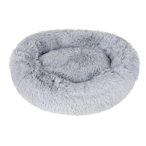 Grå, lodden hundekurv - 60 cm