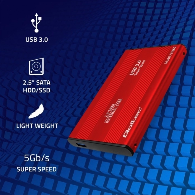 Ekstern case til 2,5" HDD/SSD SATA3, USB 3.0, rød