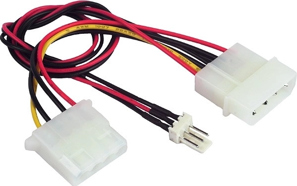 Strømsplitterkabel 2× Molex til 1× 3-pin til ventilator
