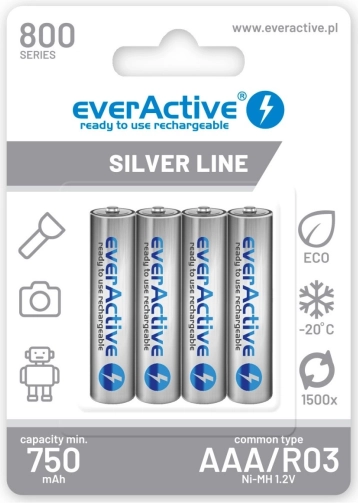 Genopladelige AAA-batterier 800 mAh – 4 stk.