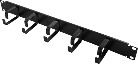 Kabelorganisator 19", 1U, 5 holdere, sort