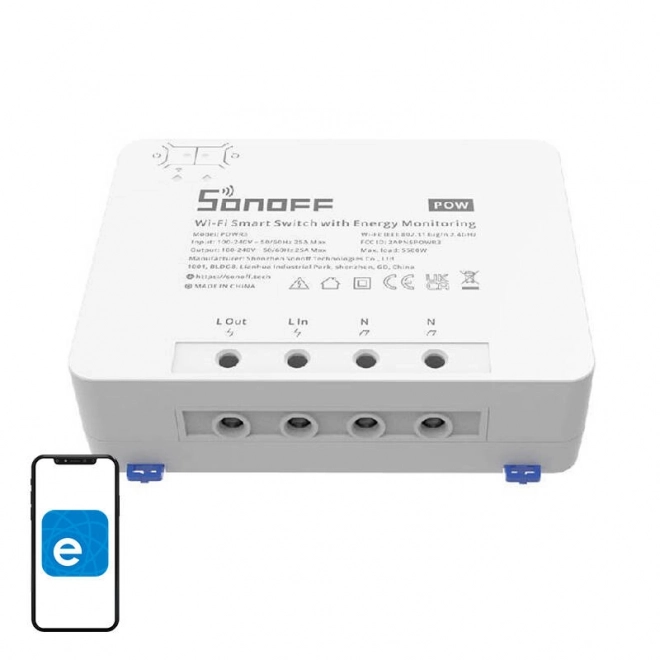 Smart Wi-Fi Afbryder med energiovervågning Sonoff POWR3 (25A/5500W)