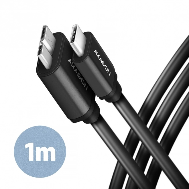Kabel Micro-B USB til USB-C 3.2 Gen 1 1m 3A ALU PVC