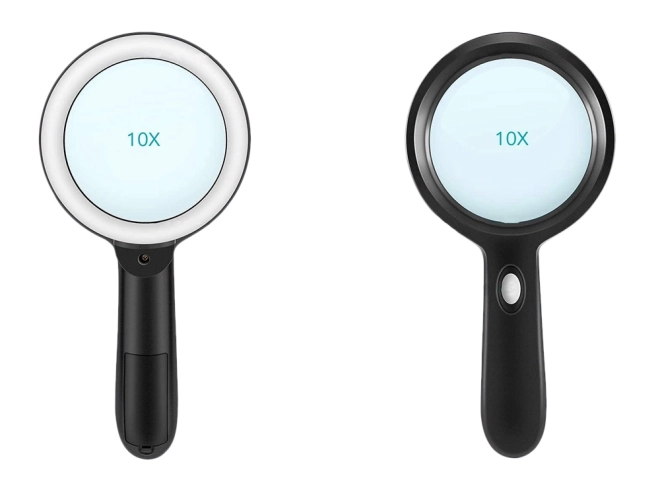 Håndholdt lup med LED belysning 10x forstørrelse