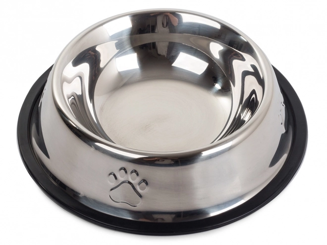 Rustfrit stål skål til hunde og katte med skridsikker gummi 150 ml