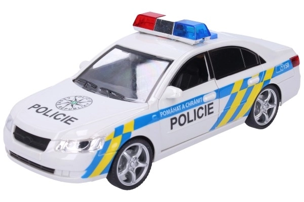 Auto politi plastik 24cm på batteri med lyd og lys i kasse 28x14,5x12cm