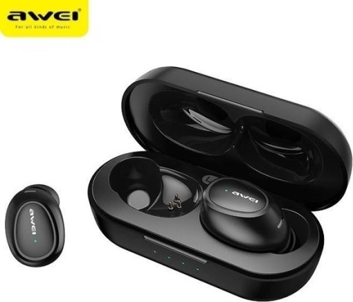 AWEI trådløse høretelefoner bluetooth 5.0 med dockingstation, sort