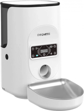 Dogness F17 smart foderautomat 4 l med skål i rustfrit stål – hvid