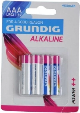 Batterier Grundig LR03/AAA 1,5 V alkaline 4 stk på kort