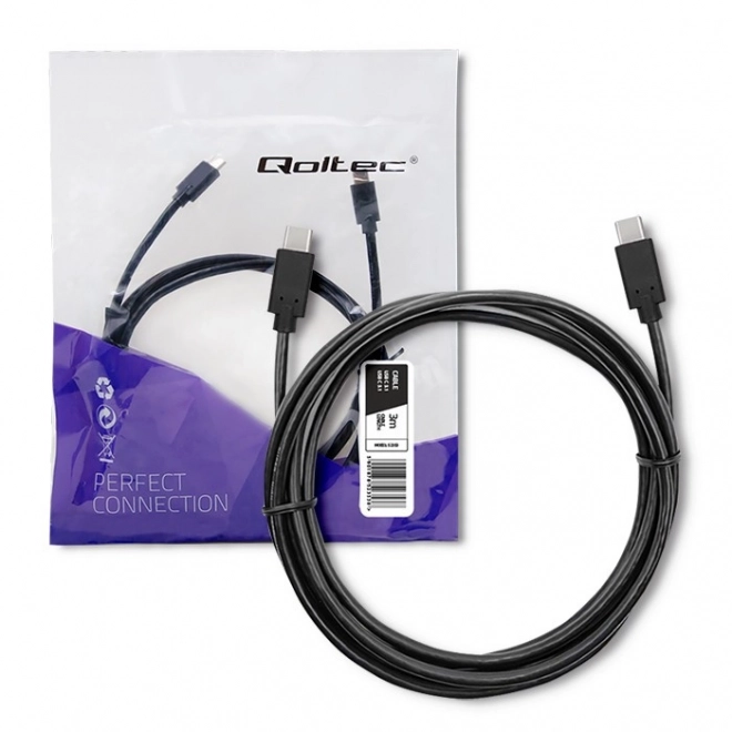 USB-C til USB-C kabel til dataoverførsel og opladning, 3m, sort