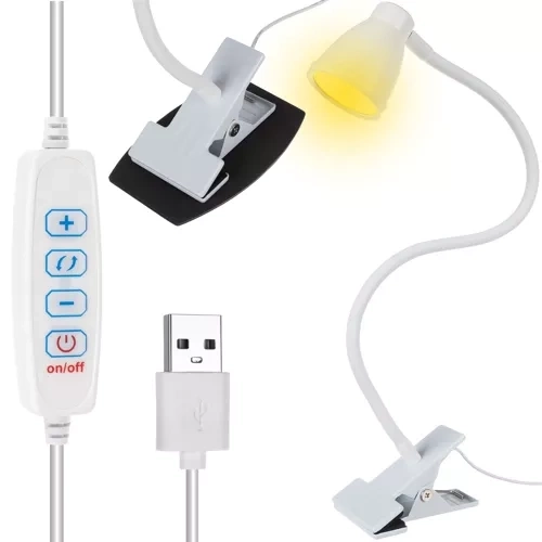Hvid bordlampe med klips Izoxis