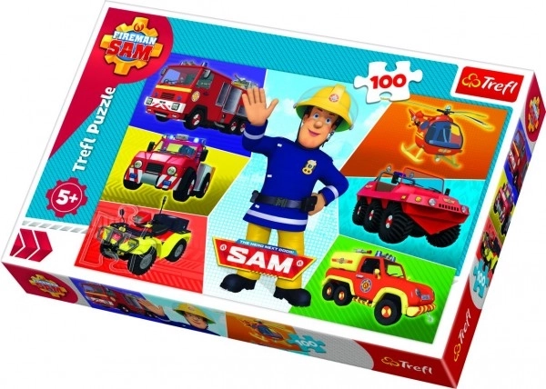 Puslespil Brandmand Sam 100 brikker 41x27,5cm i kassen 29x19x4cm