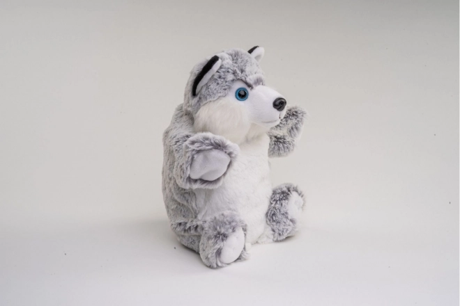 Plys Hund Husky hånddukke 25 cm