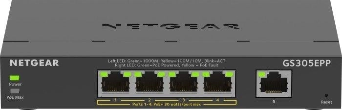 netgear gs305epp 5-port gigabit-switch med poe+