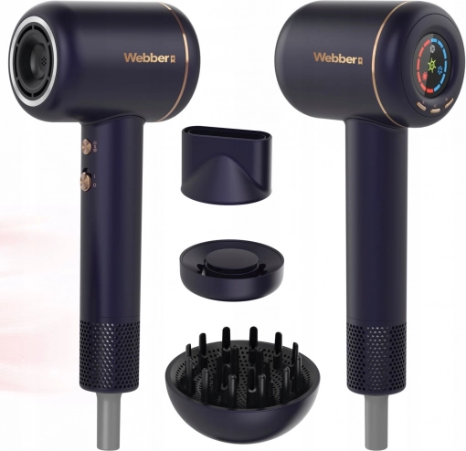 Hårtørrer 3-i-1 med ionisering og regulering, 1600 W WEBBER