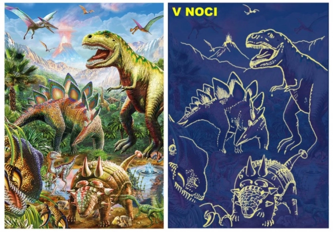 Lysende puslespil dinosaurernes verden 100 XL brikker