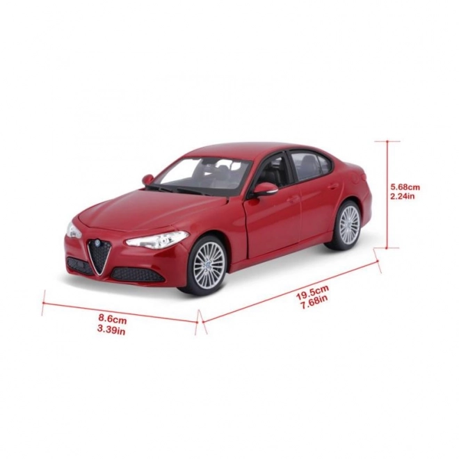 Bburago 1:24 Alfa Romeo Giulia (2016) Metallic rød 18-21080