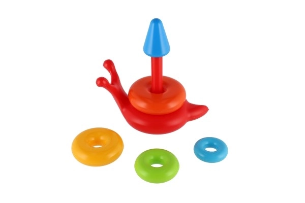 Byggelegetøj pyramide ringe snegl plast 6stk i net 18x20x12cm 12m+