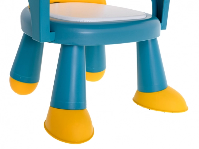 Stole til fodring og leg gul og blå