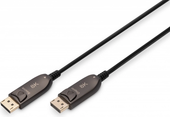 Hybrid DisplayPort-kabel 1.4 AOC 8K 60 Hz DP–DP 20 m – sort